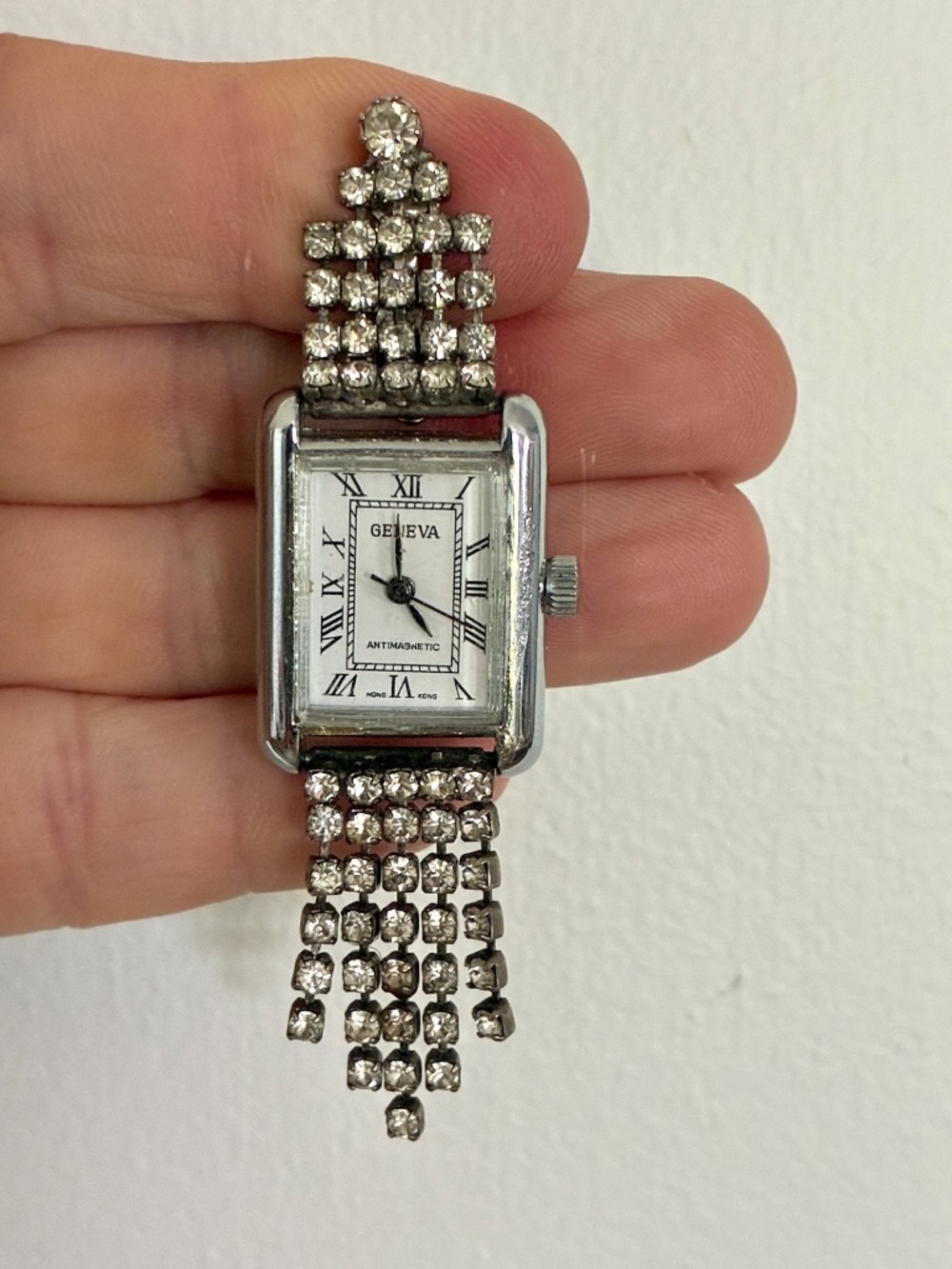 VTG 1980s Dangling Rhinestone Watch Earring SINGLE